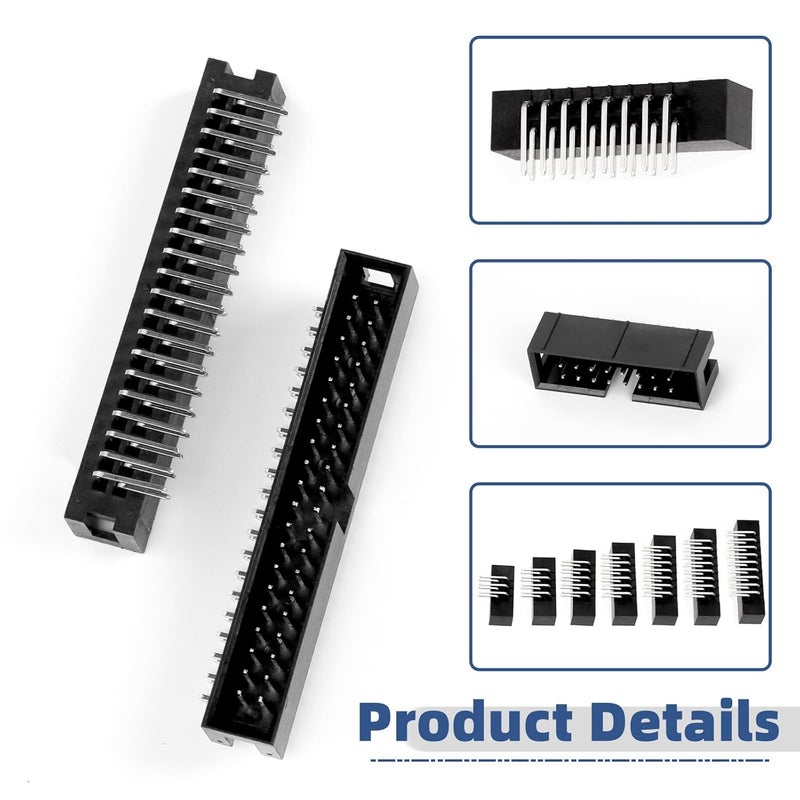 Glarks 47pcs 6/8/10/12/14/16/18Pin 2mm Pitch Dual Row Right Angle Box Header Kit, 7 Sizes IDC Socket Connector, IDC Box Headers, Dual Pin Box Headers for PCB Electronic Equipment Projects - Image 4